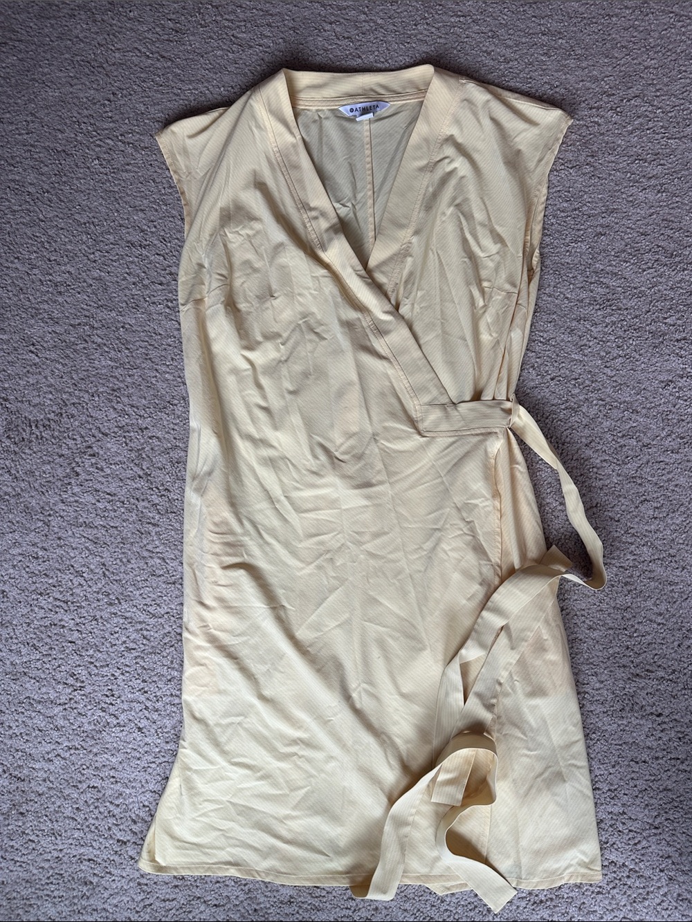 Athleta Pale Yellow Wrap Athletic Dress- Size Small Petite